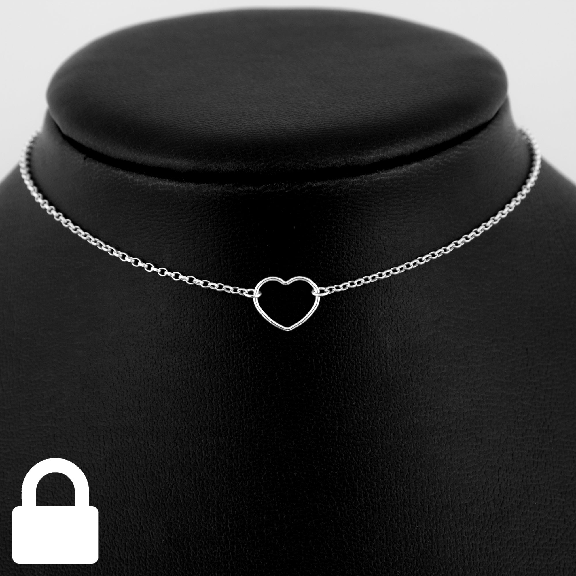 Locking Necklace Submissive Choker Day Collar Nickel Heart Lock - Etsy